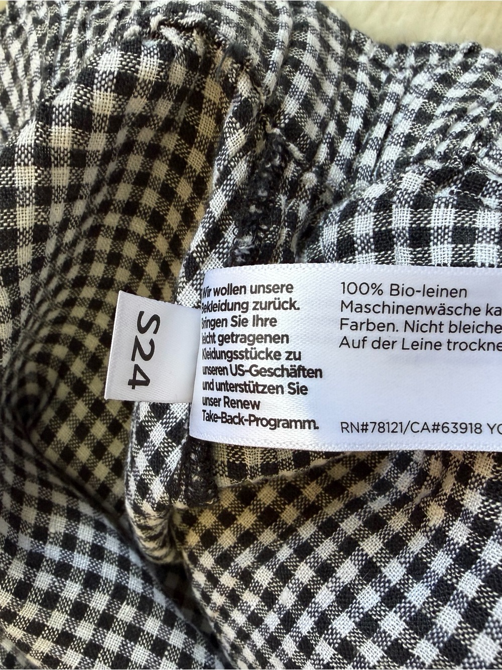 Eileen Fisher Puckered Organic Linen Gingham Midi Skirt - A line - Medium - Picture 12 of 13